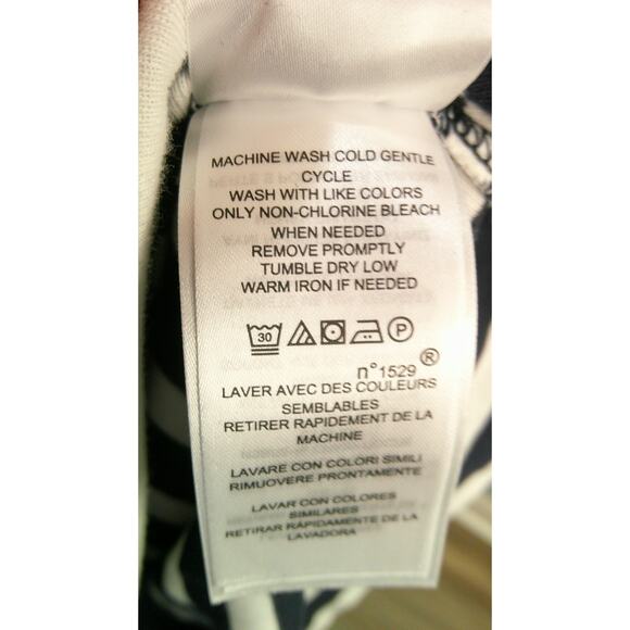 Lauren Ralph Lauren Blue & White Striped Short Sleeve Shirt w/Zippers Sz Medium - Picture 8 of 8